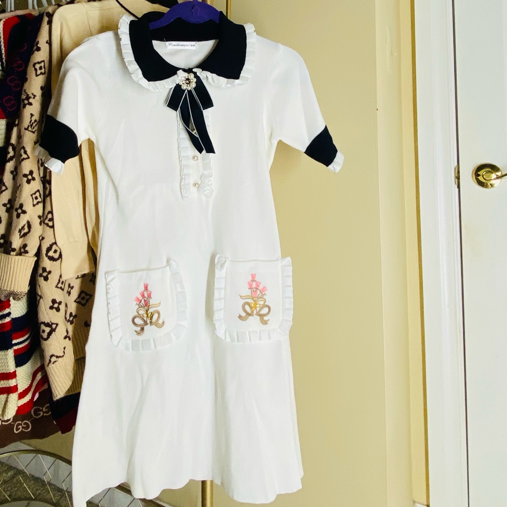 White Elegant Sweater Dress